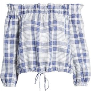 Endless Rose off the shoulder plaid top